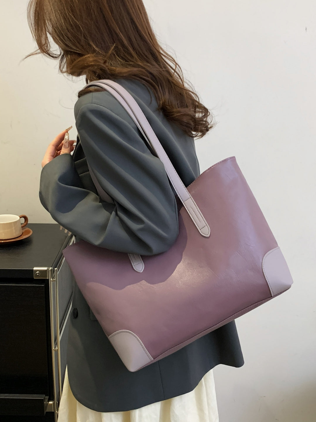 PU Leather Medium Tote Bag for Everyday Use