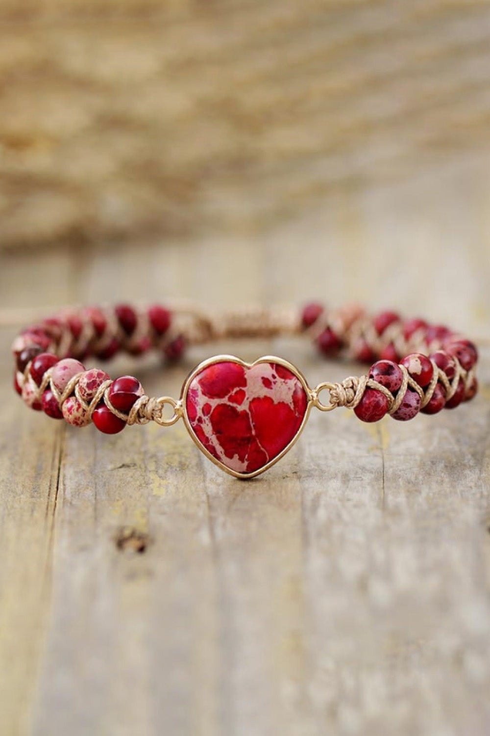 Handmade Natural Stone Heart Shape Bracelet