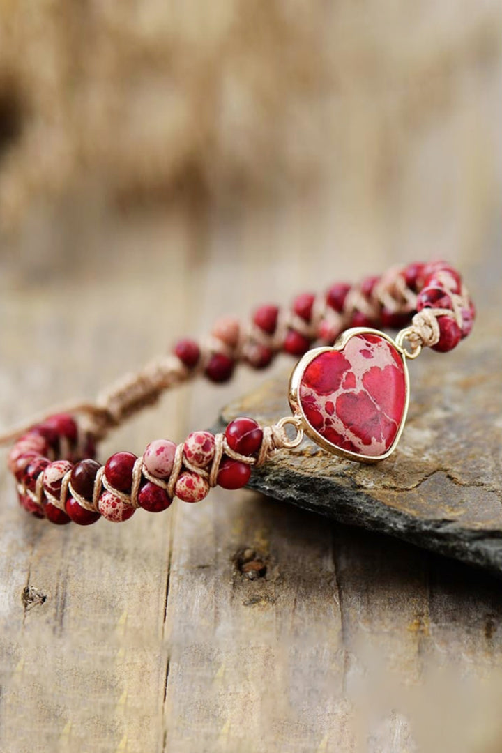 Handmade Natural Stone Heart Shape Bracelet