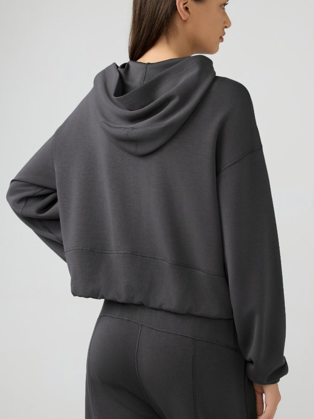 Millennia Zip-Up Hooded Sweatshirt with Dropped Shoulders