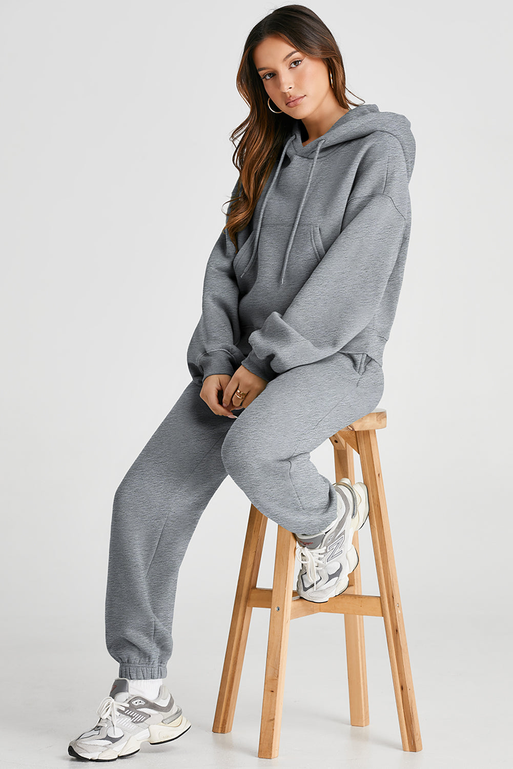 Dropped Shoulder Hoodie & Pants Active Set