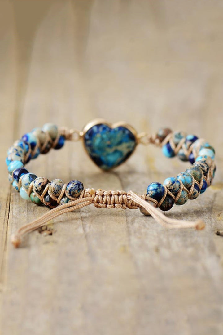 Handmade Natural Stone Heart Shape Bracelet