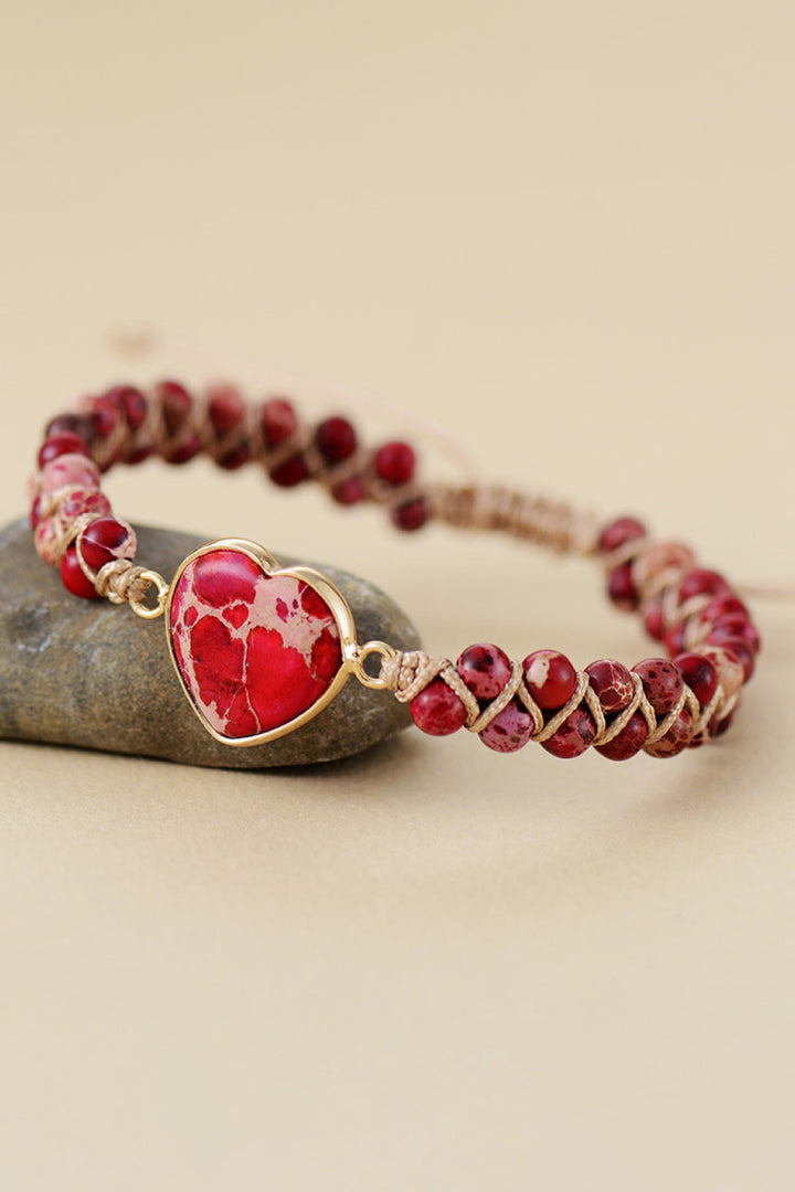 Handmade Natural Stone Heart Shape Bracelet